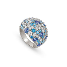 Load image into Gallery viewer, MOSAICA WIDE RING 241601/010 SILVER WITH WHITE &amp; BLUE CZ
