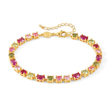 Load image into Gallery viewer, MOSAICA BRACELET 241602/012 18K GOLD, PINK &amp; GREEN CZ
