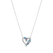 Load image into Gallery viewer, MOSAICA NECKLACE 241604/010 SILVER, WHITE &amp; BLUE CZ HEART
