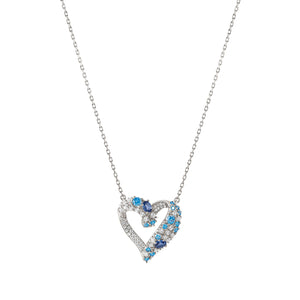 MOSAICA NECKLACE 241604/010 SILVER, WHITE & BLUE CZ HEART