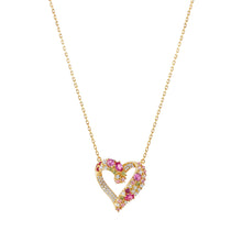 Load image into Gallery viewer, MOSAICA NECKLACE 241604/012 GOLD, PINK &amp; GREEN CZ HEART
