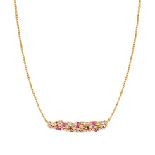 Load image into Gallery viewer, MOSAICA NECKLACE 241605/012 GOLD, PINK &amp; GREEN CZ CLUSTER
