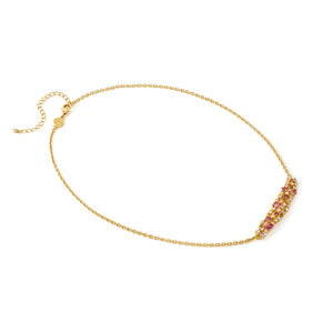 MOSAICA NECKLACE 241605/012 GOLD, PINK & GREEN CZ CLUSTER