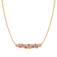 Load image into Gallery viewer, MOSAICA NECKLACE 241605/012 GOLD, PINK &amp; GREEN CZ CLUSTER
