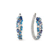 Load image into Gallery viewer, MOSAICA EARRINGS 241607/010 SILVER &amp; BLUE CZ OVAL HOOP
