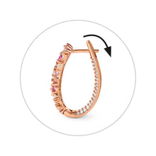 Load image into Gallery viewer, MOSAICA EARRINGS 241607/011  ROSE GOLD &amp; PINK CZ OVAL HOOP
