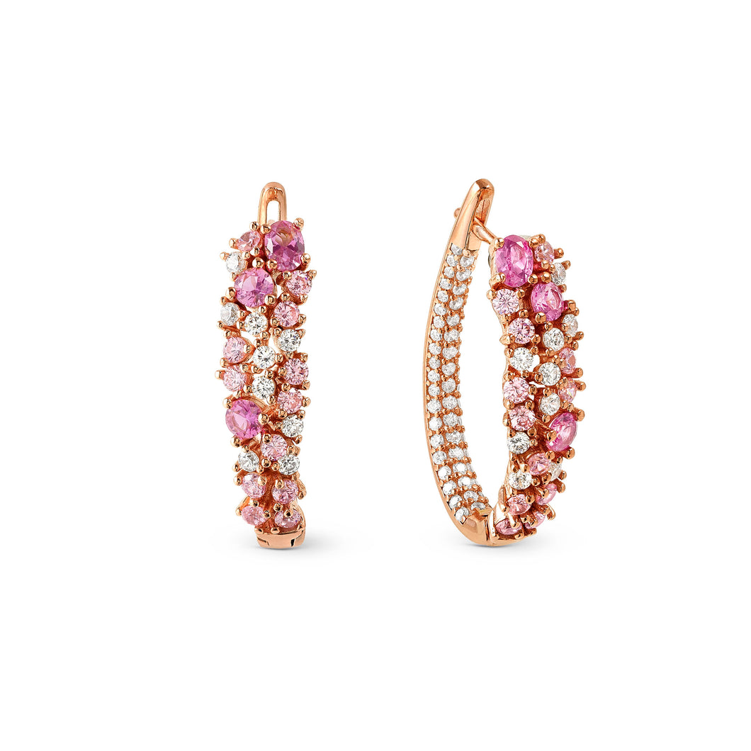 MOSAICA EARRINGS 241607/011  ROSE GOLD & PINK CZ OVAL HOOP