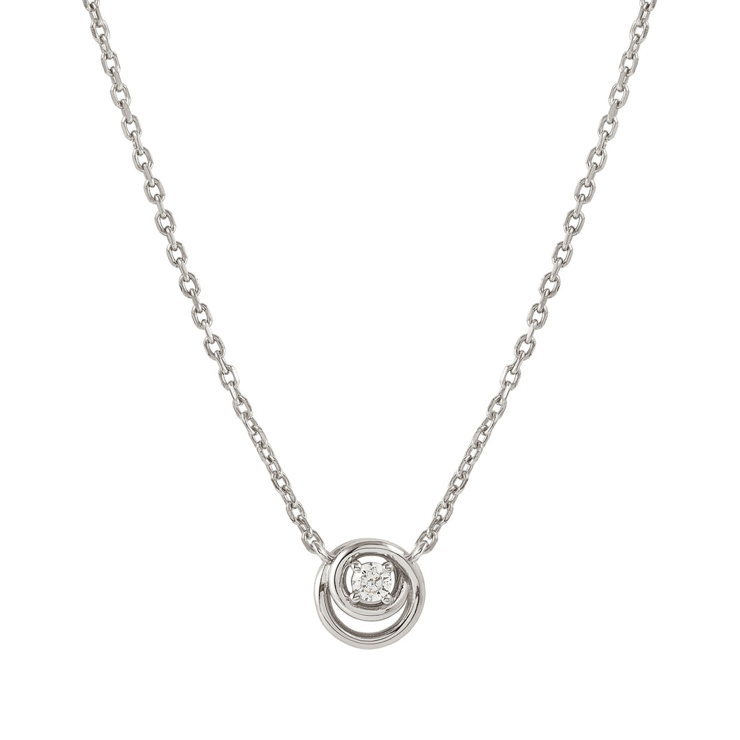 COSMIC LOVE NECKLACE 241706/053 SILVER SMALL CIRCLE WITH WHITE CZ