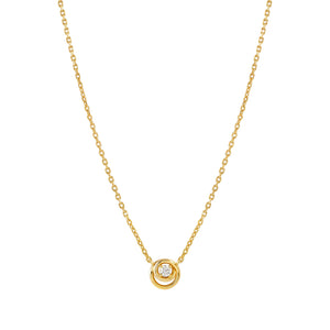 COSMIC LOVE NECKLACE 241706/054 GOLD SMALL CIRCLE WITH WHITE CZ