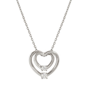 COSMIC LOVE NECKLACE 241708/004 SILVER LAYERED HEART WITH WHITE CZ