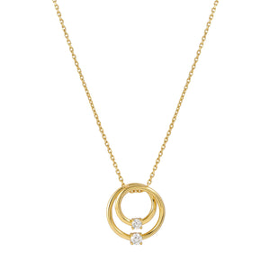 COSMIC LOVE NECKLACE 241708/054 GOLD LAYERED CIRCLE WITH WHITE CZ