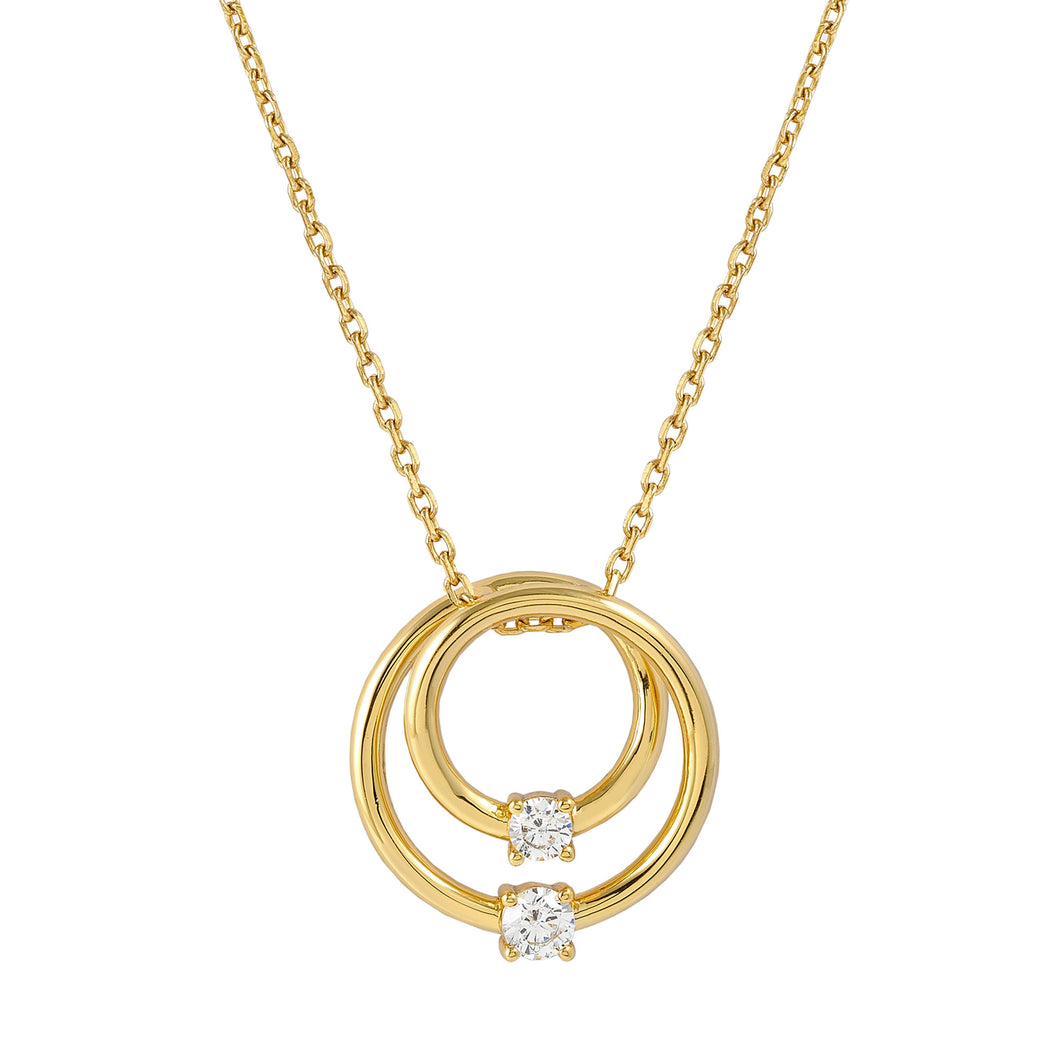 COSMIC LOVE NECKLACE 241708/054 GOLD LAYERED CIRCLE WITH WHITE CZ