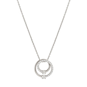 COSMIC LOVE NECKLACE 241709/053 SILVER LAYERED CIRCLE PENDANT WITH WHITE CZ