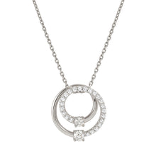 Load image into Gallery viewer, COSMIC LOVE NECKLACE 241709/053 SILVER LAYERED CIRCLE PENDANT WITH WHITE CZ
