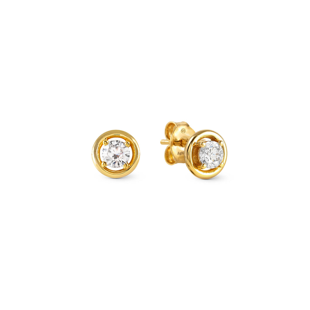 COSMIC LOVE EARRINGS 241710/054 GOLD CIRCLE STUD WITH CZ