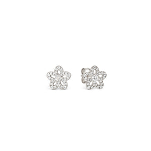 SWEETMADAME SILVER STUDS 242013/010 PAVÉ SET CZ FLOWERS