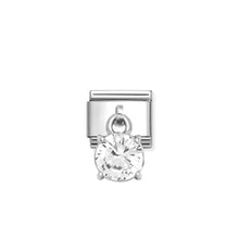 Load image into Gallery viewer, COMPOSABLE CLASSIC LINK 331812/09 ROUND BRILLIANT WHITE CZ CHARM IN 925 SILVER
