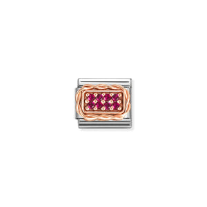 COMPOSABLE CLASSIC LINK 430318/02 PAVÉ SET 9K ROSE GOLD & RED CZ