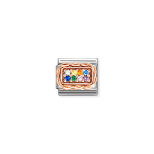 COMPOSABLE CLASSIC LINK 430318/17 PAVÉ SET 9K ROSE GOLD & RAINBOW CZ