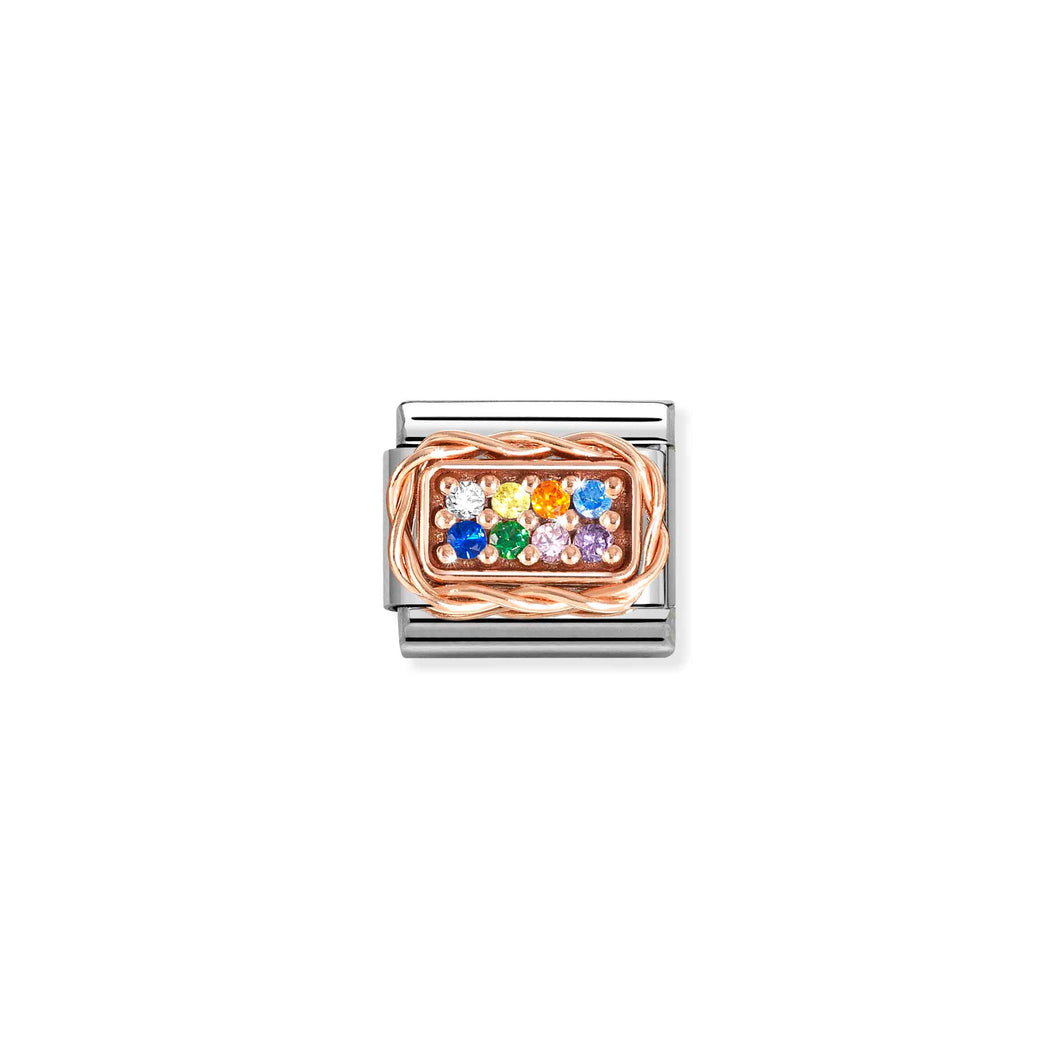 COMPOSABLE CLASSIC LINK 430318/17 PAVÉ SET 9K ROSE GOLD & RAINBOW CZ