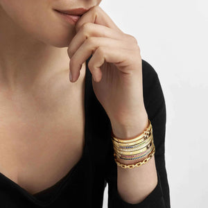 PRETTY BANGLES 029507/012 THICK GOLD WITH WHITE CZ