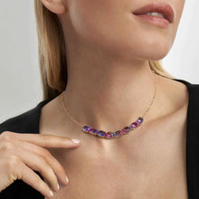 Load image into Gallery viewer, SYMBIOSI NECKLACE 240804/028 SILVER WITH PINK AND PURPLE TWO-TONE STONES
