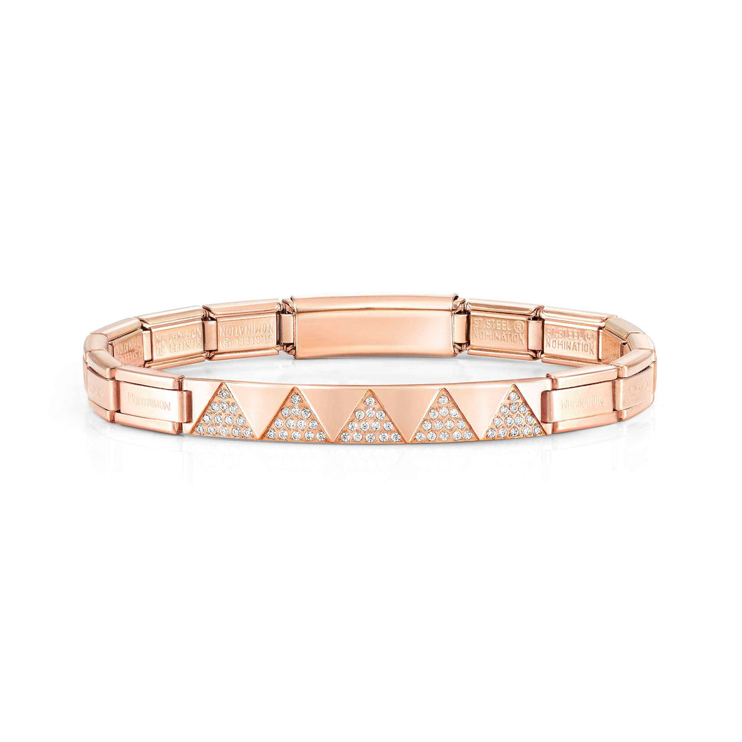 TRENDSETTER BRACELET 021141/011 ROSE GOLD PVD & TRIANGLE CZ PATTERN