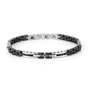 STRONG MEN'S BRACELET 028302/003 STEEL WITH BLACK CERAMIC, PVD & CZ