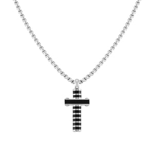 STRONG DIAMOND NECKLACE 028303/030 BLACK PVD CROSS