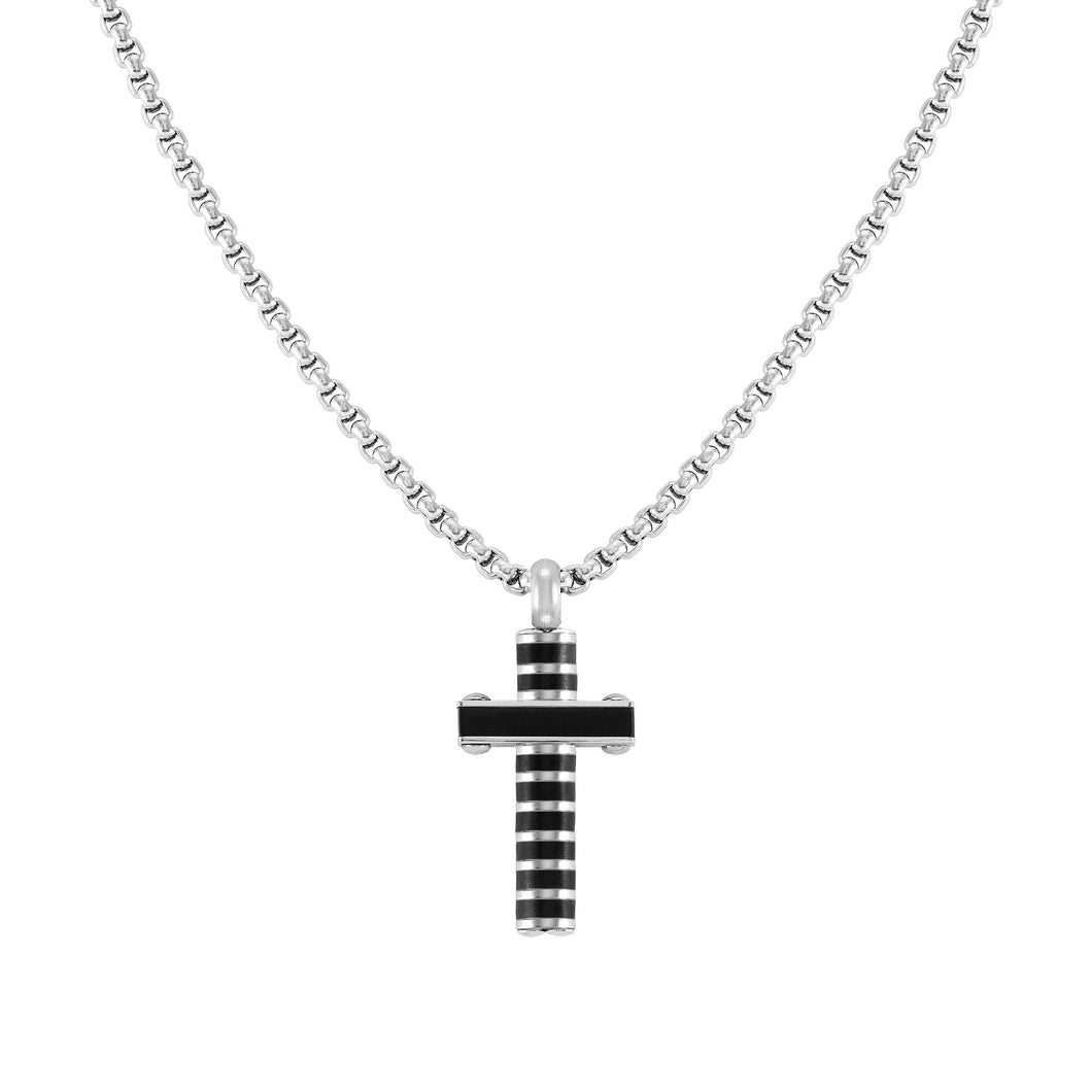 STRONG DIAMOND NECKLACE 028303/030 BLACK PVD CROSS