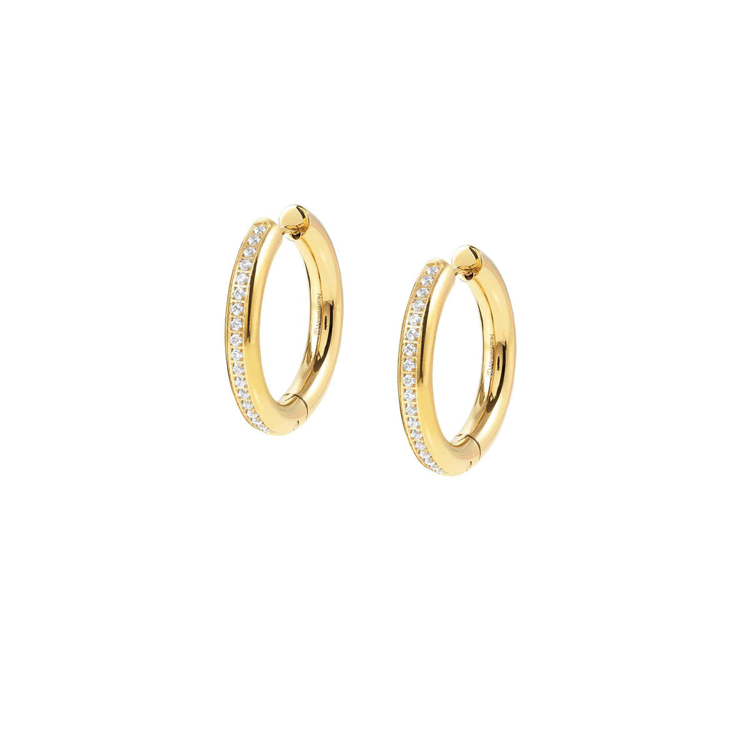 UNCONDITIONALLY EARRINGS 029103/012 GOLD HOOPS WITH CZ