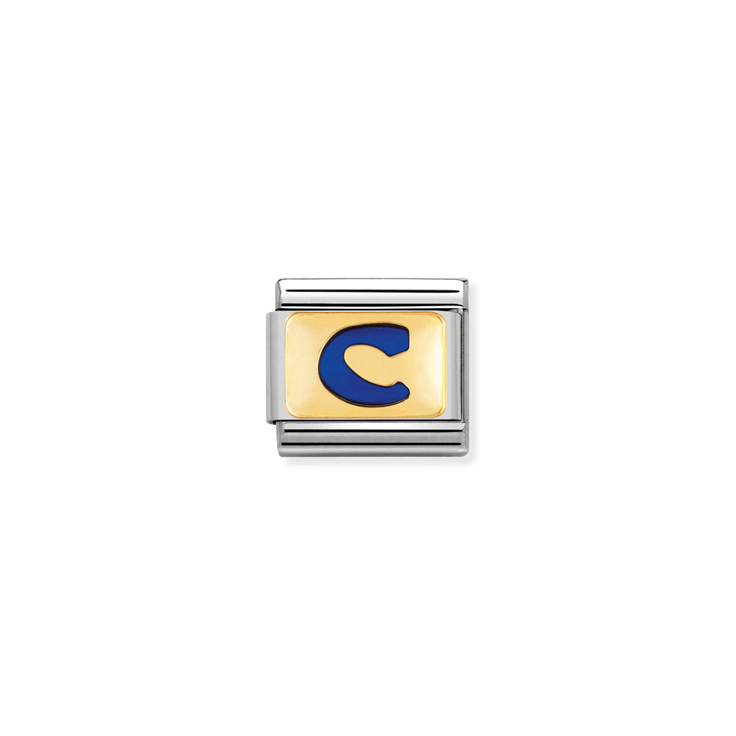 COMPOSABLE CLASSIC LINK 030201/03 BLUE LETTER C IN 18K GOLD & ENAMEL