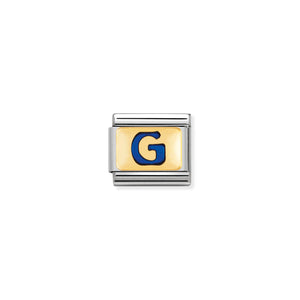 COMPOSABLE CLASSIC LINK 030201/07 BLUE LETTER G IN 18K GOLD & ENAMEL