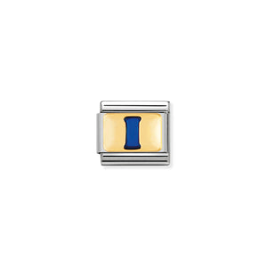 COMPOSABLE CLASSIC LINK 030201/09 BLUE LETTER I IN 18K GOLD & ENAMEL