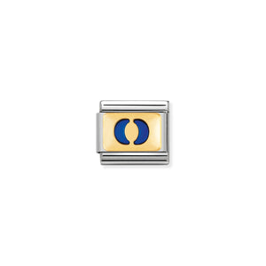 COMPOSABLE CLASSIC LINK 030201/15 BLUE LETTER O IN 18K GOLD & ENAMEL