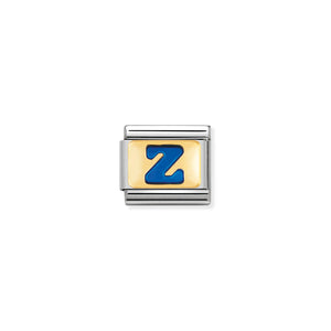 COMPOSABLE CLASSIC LINK 030201/26 BLUE LETTER Z IN 18K GOLD & ENAMEL