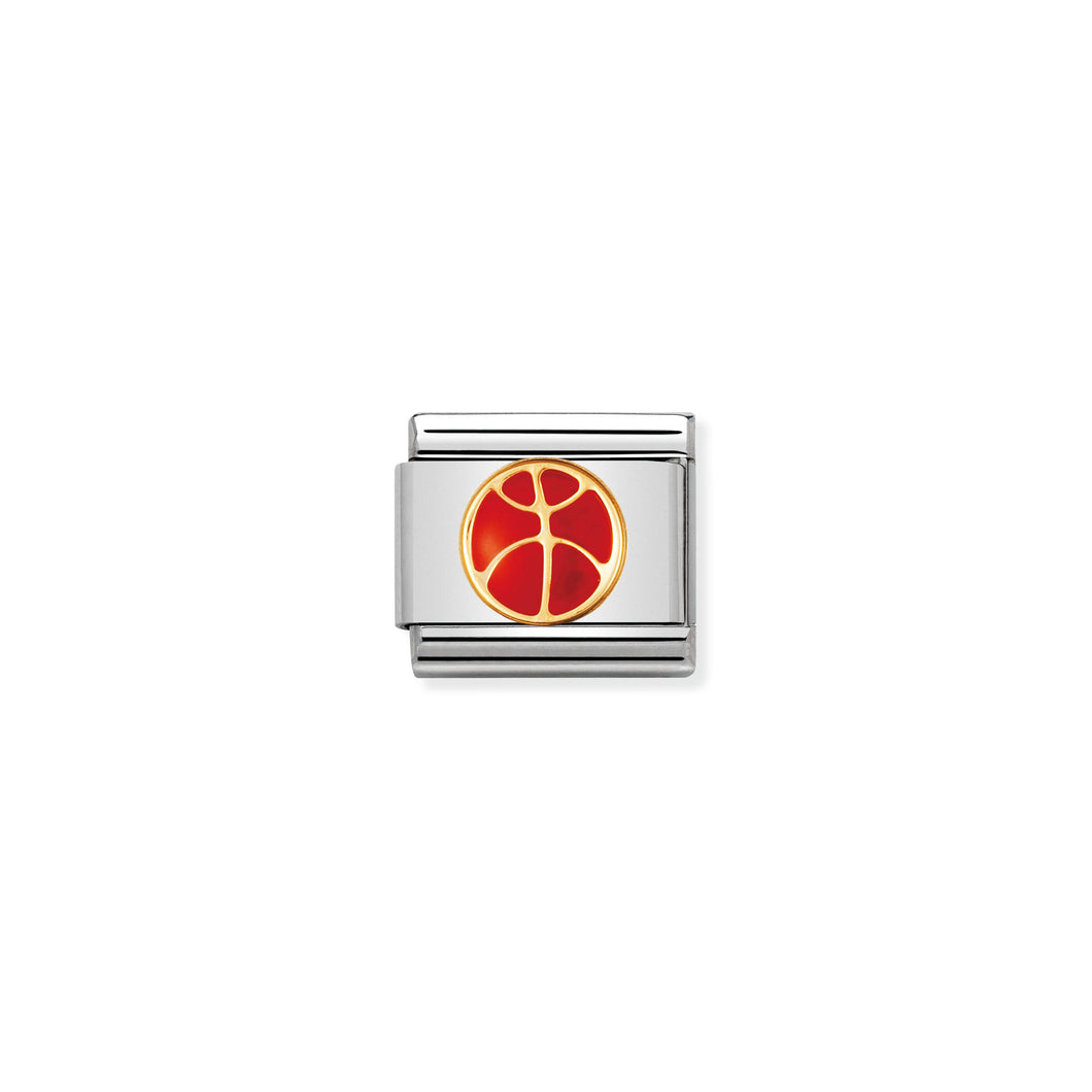 COMPOSABLE CLASSIC LINK 030203/08 BASKETBALL IN 18K GOLD & ENAMEL