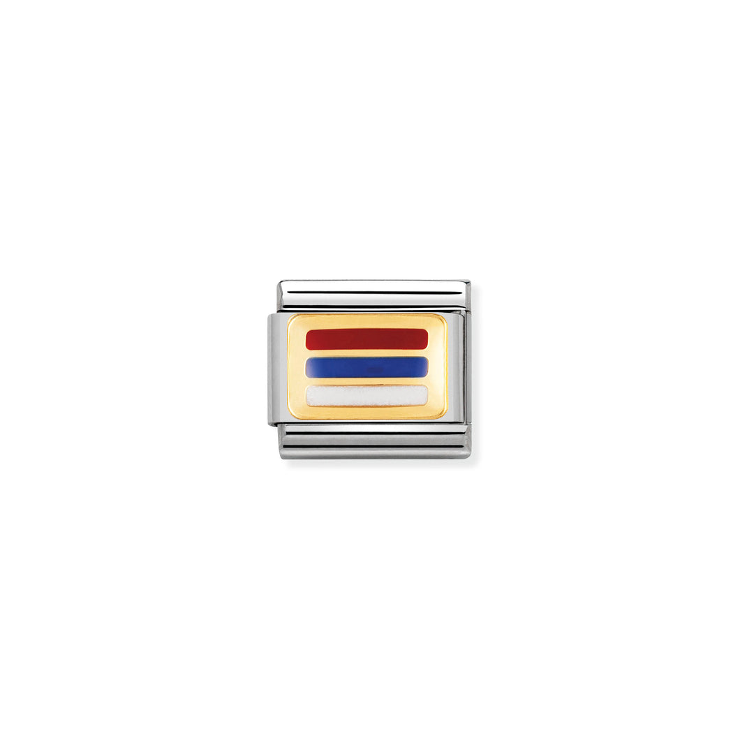 COMPOSABLE CLASSIC LINK 030234/44 SERBIA FLAG IN 18K GOLD AND ENAMEL