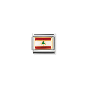 COMPOSABLE CLASSIC LINK 030236/13 LEBANON FLAG IN 18K GOLD AND ENAMEL