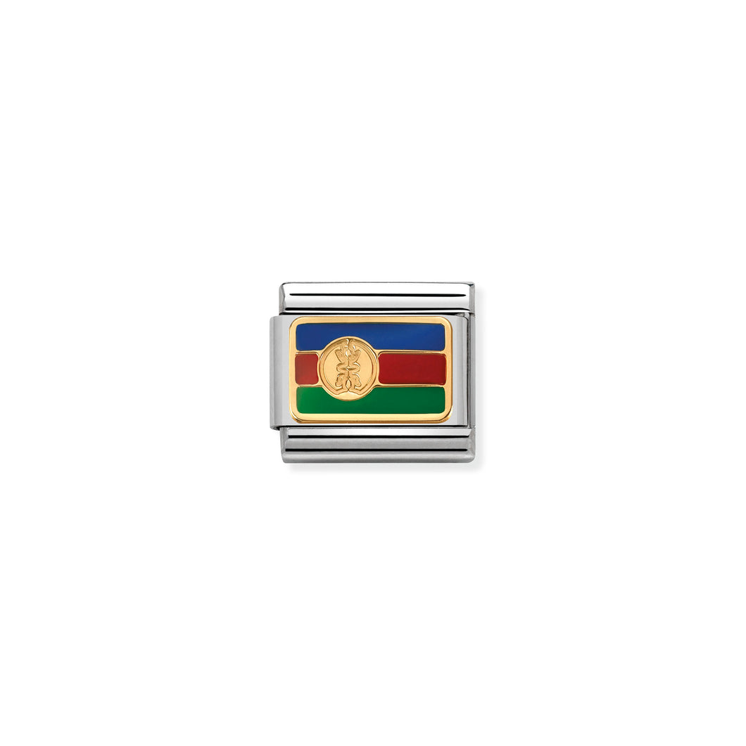 COMPOSABLE CLASSIC LINK 030238/04 NEW CALEDONIA FLAG IN 18K GOLD AND ENAMEL