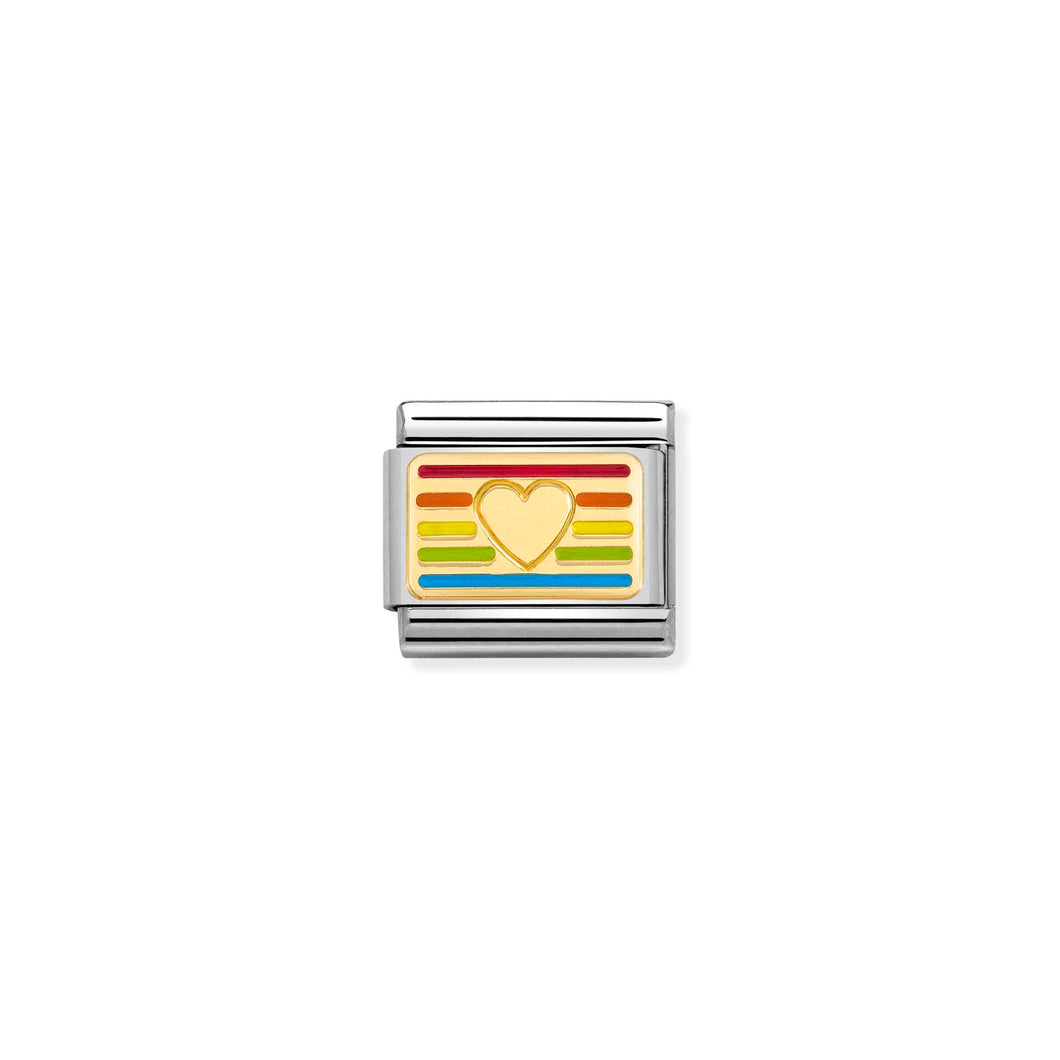 COMPOSABLE CLASSIC LINK 030263/24 RAINBOW HEART FLAG IN 18K GOLD