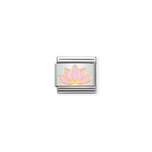 COMPOSABLE CLASSIC LINK 030278/17 LOTUS FLOWER 18K GOLD AND ENAMEL