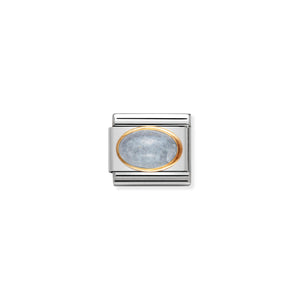 COMPOSABLE CLASSIC LINK 030504/01 MARCH AQUAMARINE OVAL STONE IN 18K GOLD