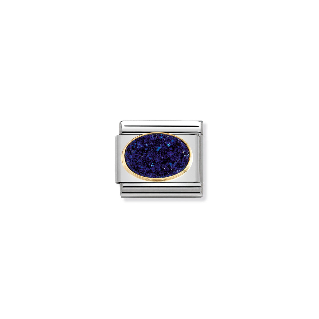 COMPOSABLE CLASSIC LINK 030518/04 AGATE DRUSY MIDNIGHT BLUE IN 18K GOLD