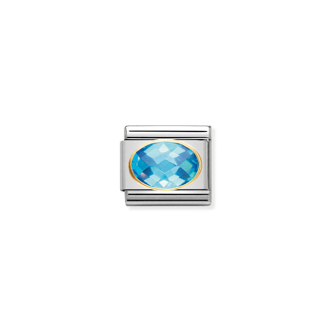 COMPOSABLE CLASSIC LINK 030601/006 LIGHT BLUE FACETED CZ IN 18K GOLD