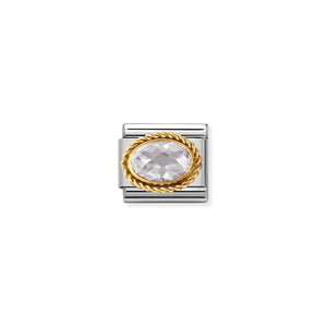 COMPOSABLE CLASSIC LINK 030602/010 WHITE FACETED CZ WITH TWIST IN 18K GOLD