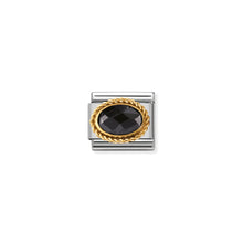 Load image into Gallery viewer, COMPOSABLE CLASSIC LINK 030602/011 BLACK FACETED CZ WITH TWIST IN 18K GOLD
