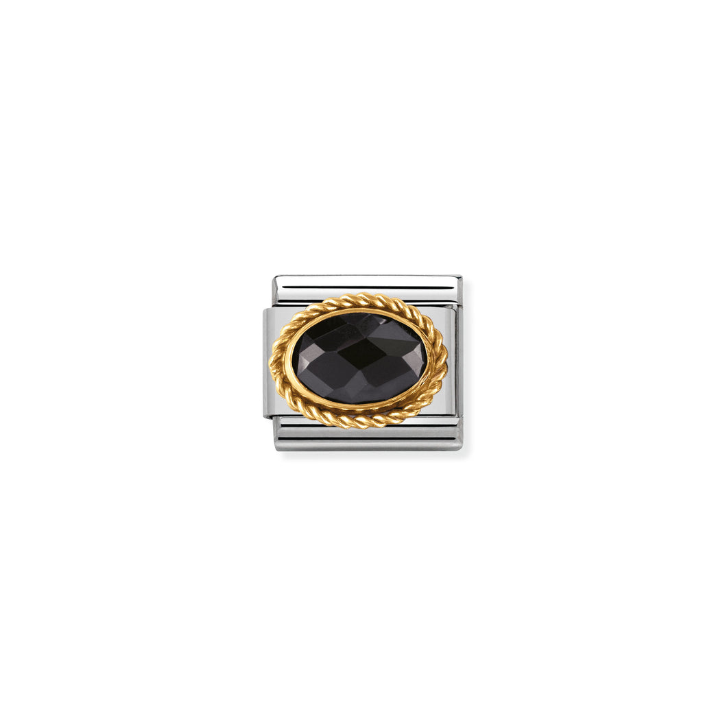 COMPOSABLE CLASSIC LINK 030602/011 BLACK FACETED CZ WITH TWIST IN 18K GOLD