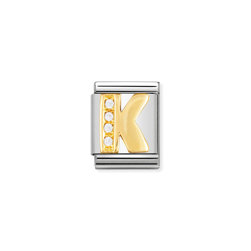 COMPOSABLE <STRONG>BIG LINK</STRONG> 032301/11 LETTER K IN 18K GOLD AND CZ