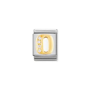 COMPOSABLE <STRONG>BIG LINK</STRONG> 032301/15 LETTER O IN 18K GOLD AND CZ